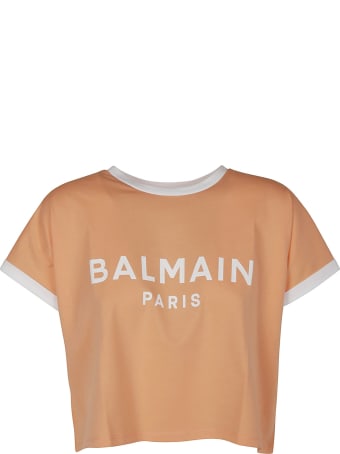 Balmain Cropped Logo Printed T-shirt