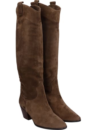 Pedro Miralles Cortina Texan Boots In Taupe Suede