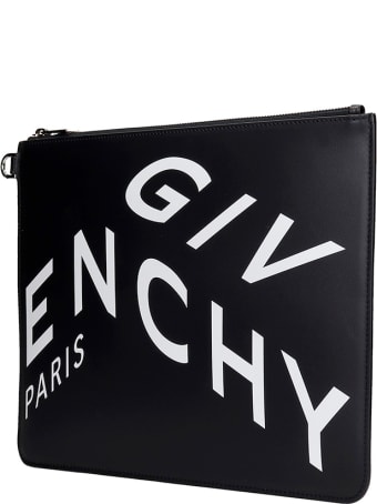 Givenchy Large Zip Pouch Clutch In Black Leather