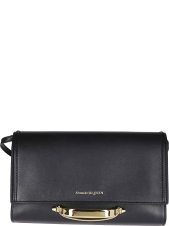 Alexander McQueen Black Leather The Story Shoulder Bag
