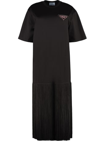 Prada Fringed Cotton T-shirt Dress