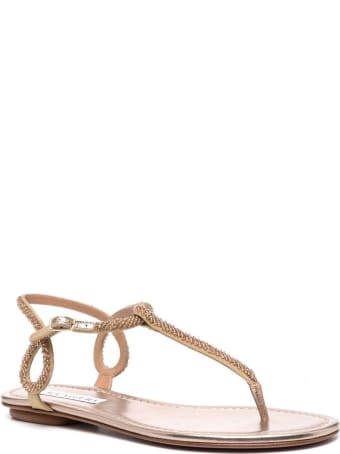 Aquazzura Flat Sandals With Beads Detail