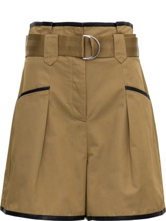 self-portrait Sand-colored Cotton Shorts With Contrasting Profiles
