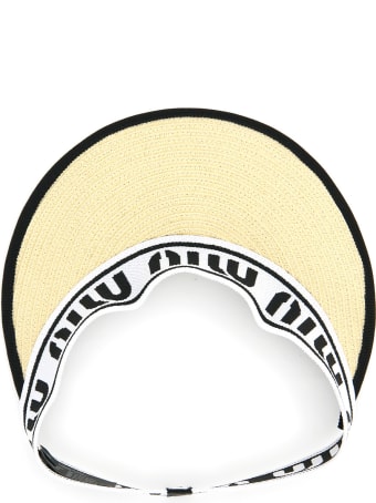 Miu Miu Raffia Visor With Logo