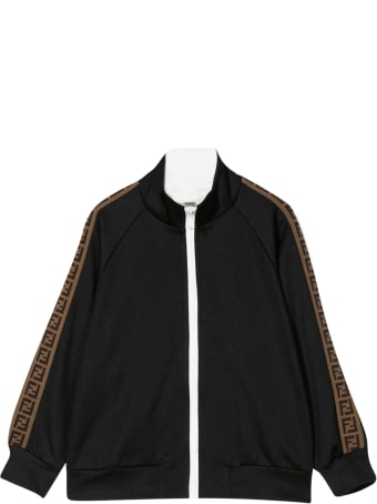Fendi Black Sweatshirt With Lateral Bands