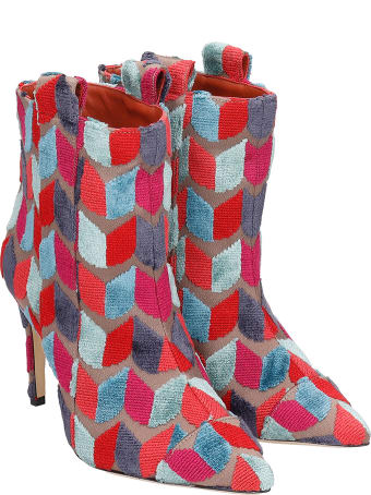 Bams High Heels Ankle Boots In Rose-pink Wool