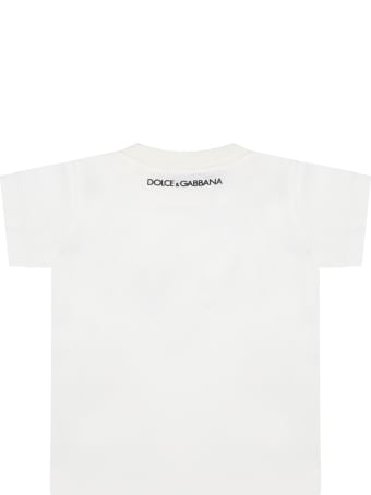 Dolce & Gabbana White T-shirt For Babykids With Logo