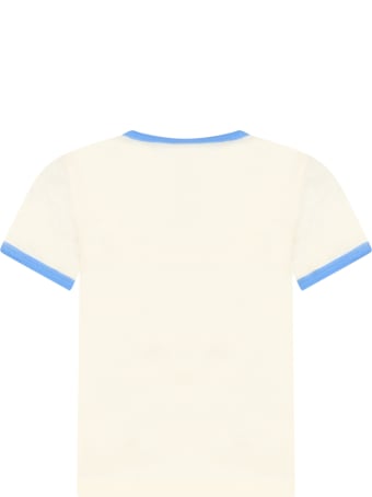 Mini Rodini Ivory T-shirt For Girl With Unicorn