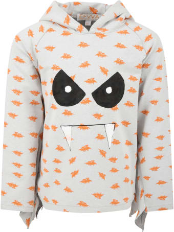 efvva Grey Sweatshirt For Kids With Bats