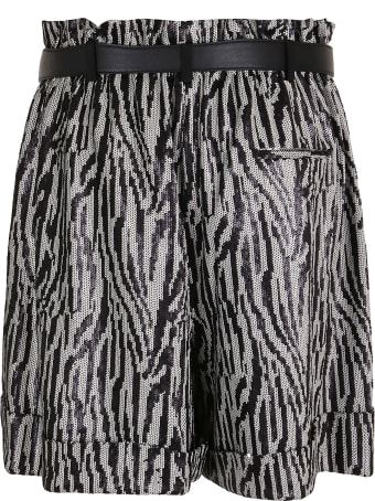 self-portrait Zebra Sequin High Waisted Shorts