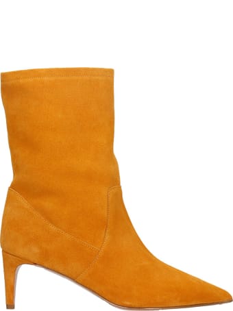 RED Valentino High Heels Ankle Boots In Orange Suede