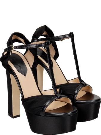 Elie Saab Sandals In Black Satin