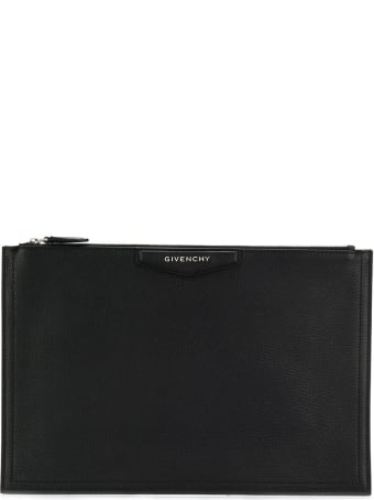 Givenchy Clutch In Black Hammered Leather