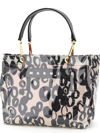Marni Glossy Grip Tote Bag Abstract Drops