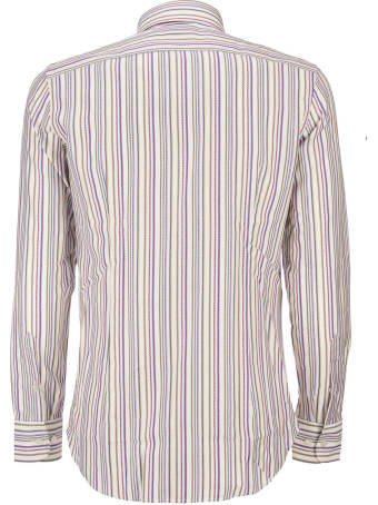 Etro Striped Cotton Shirt With Embroidered Pegaso Multicolor