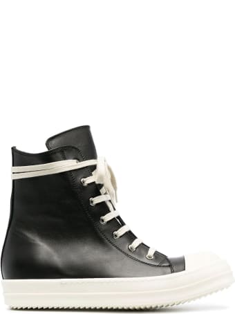 Rick Owens Black Leather Hi-top Sneakers