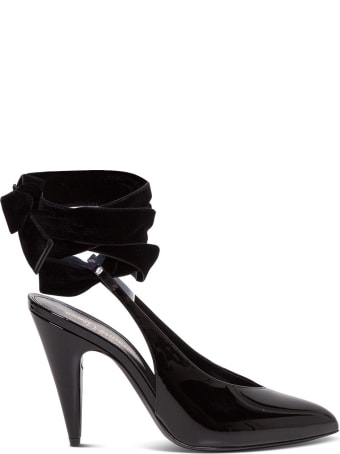 Saint Laurent Kika 95 Slingback In Black Patent