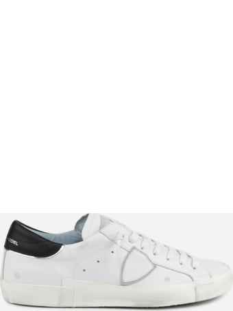 Philippe Model Paris X Sneakers In Leather With Contrasting Heel Tab