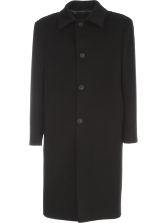 Emanuel Ungaro Wool Cashmere Single Breasted Coat W/shirt Neck