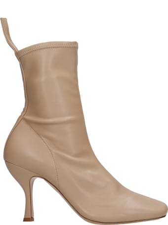GIA COUTURE High Heels Ankle Boots In Beige Suede