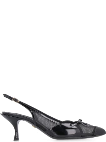 Dolce & Gabbana Patent Leather And Mesh Pointy-toe Slingback