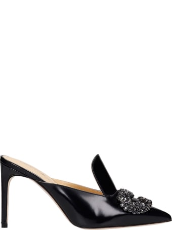 Giannico Daphne Mule 85 Sandals In Black Leather
