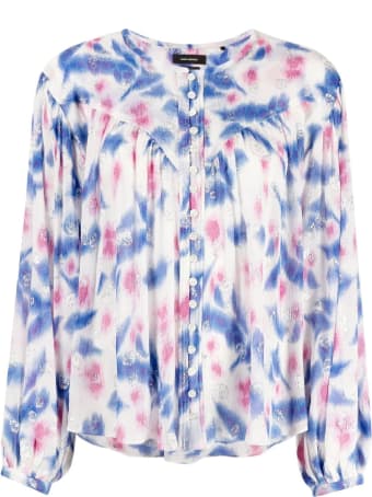 Isabel Marant White, Blue And Pink Silk-blend Blouse