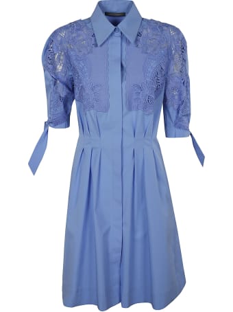 Alberta Ferretti Floral Lace Shirt Dress