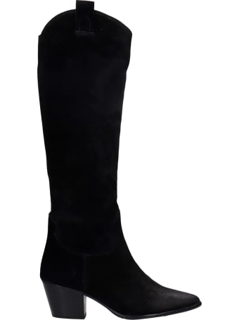 Pedro Miralles Cortina Texan Boots In Black Suede