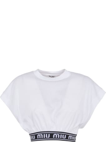 Miu Miu Waist Logo Detail Cropped Top