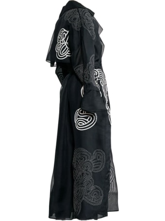 Varana Organza Silk Trench W/rabari Embroidery