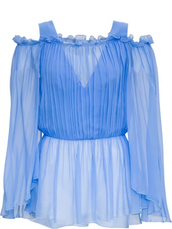 Alberta Ferretti Pleated Shirt In Viscose Blend