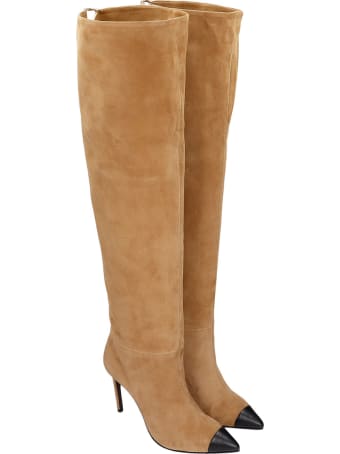 Grey Mer High Heels Boots In Leather Color Suede