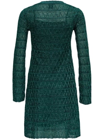 M Missoni Flred Dress In Lurex Knit With Zig-zag Pattern