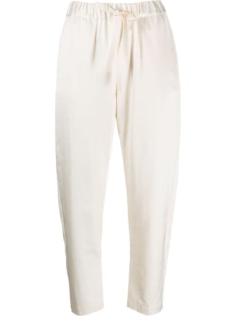 SEMICOUTURE White Buddy Crop Trousers In Vicosa Blend
