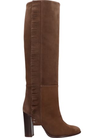 Anna F. High Heels Boots In Brown Suede