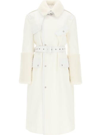 Mr & Mrs Italy Cotton Trench Coat With Leather And Shearling Inserts