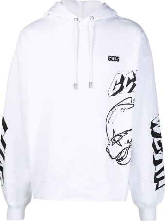 GCDS White Cotton Hoodie