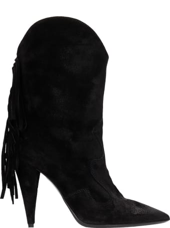 Strategia High Heels Ankle Boots In Black Suede