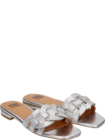 Bibi Lou Flats In Silver Leather
