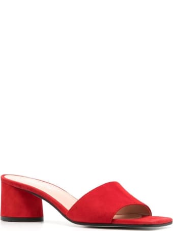 Pollini Red Suede Mules