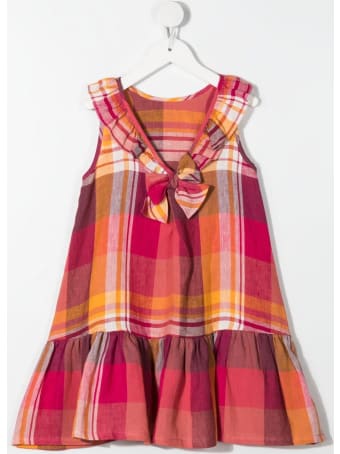 Il Gufo Check Print Linen Dress