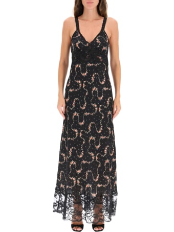 Paco Rabanne Long Floral Dress With Lace