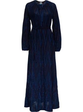 M Missoni Long Dress In Lurex Knit With Chevron Pattern
