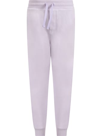 Dolce & Gabbana Lilac Sweatpants For Girl With Logo