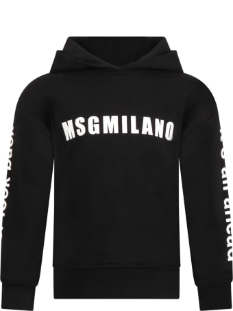 MSGM Black Sweatshirt For Kids With Logo