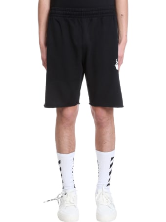 Off-White Marker Shorts In Black Cotton