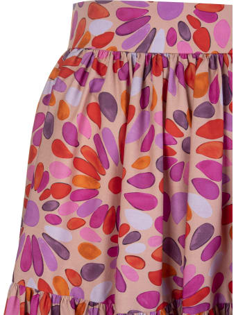 Gianluca Capannolo Red/pink Cotton Floral-print Tiered Skirt