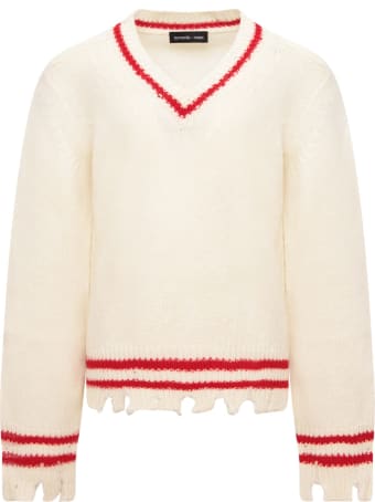 Riccardo Comi Ivory Sweater With Red Details