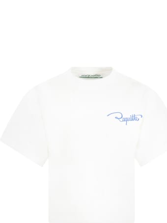 Raquette White T-shirt For Kids With Logo